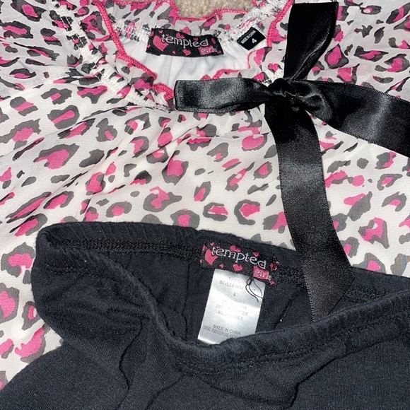 Tempted Girls Size 4 Long Cheetah Print Short Sleeve Blouse set - Picture 5 of 5